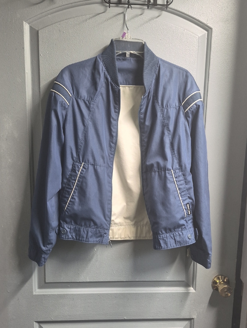 Blue Bomber Jacket - Lightweight Casual Jacket Sz JUNIORS SM Or Reg Sm